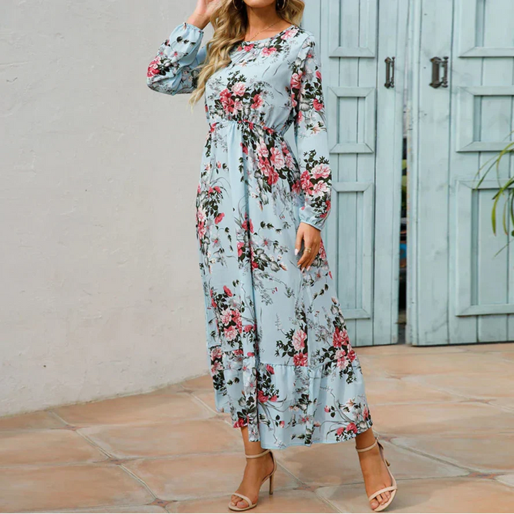Maisie | Damenkleid Floral Maxi Langarm
