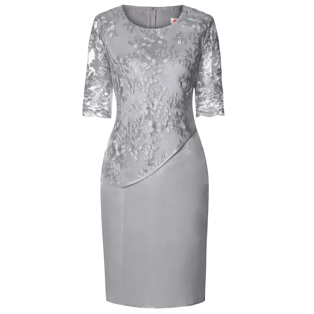Arianna | Damenkleid Knielang Besticktes Overlay