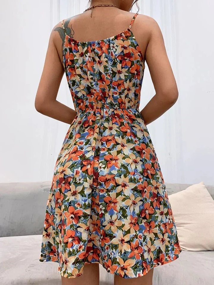 Arietta | Damen Sommerkleid mit Rüschen-Ausschnitt Midi