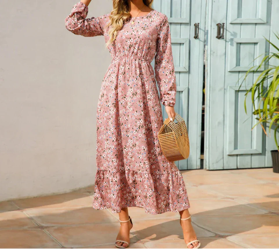 Maisie | Damenkleid Floral Maxi Langarm