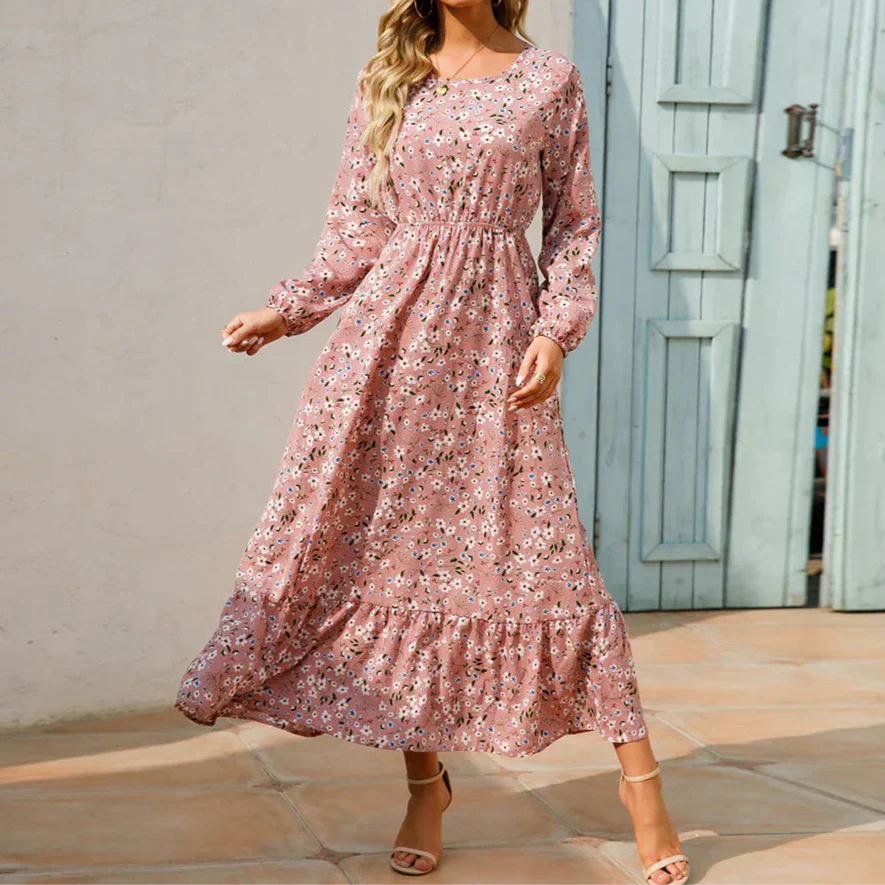 Maisie | Damenkleid Floral Maxi Langarm