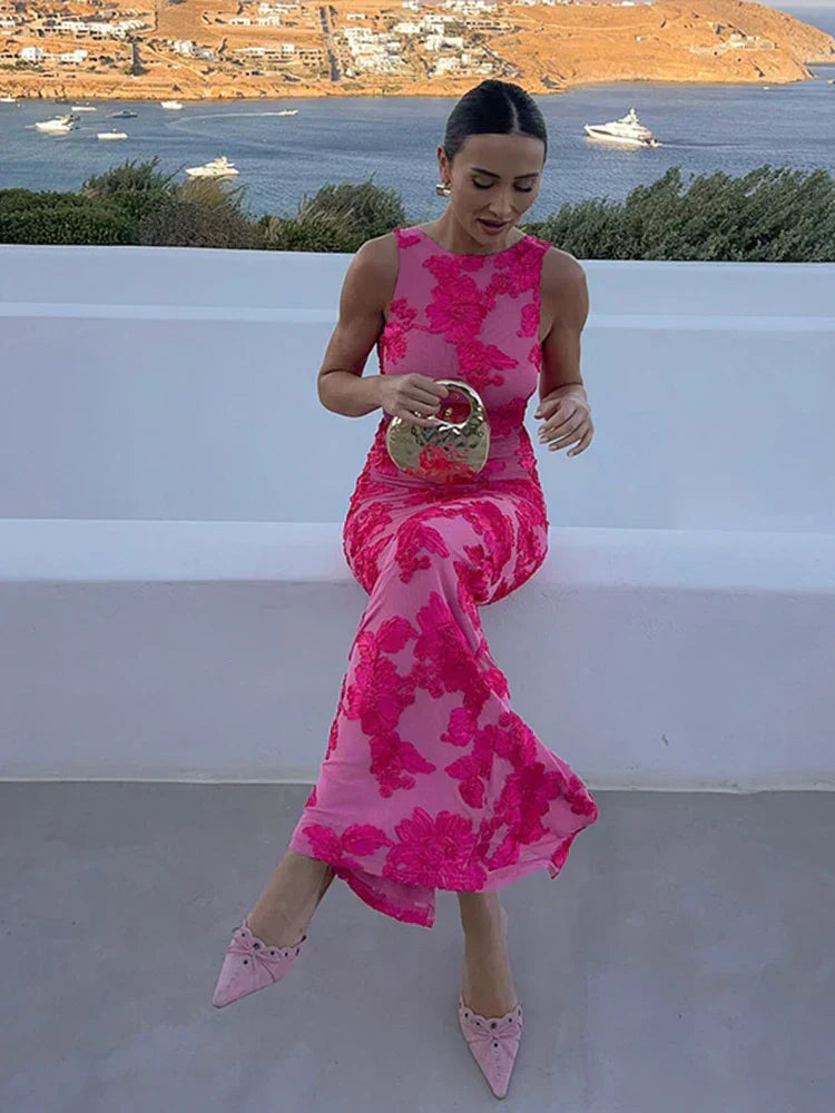 Kayla | Damenkleid Floral Ärmellos Maxi