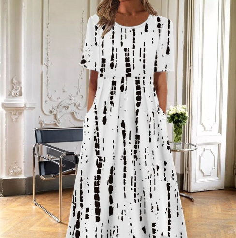 Margaret | Damenkleid Floral Midi Kurzarm