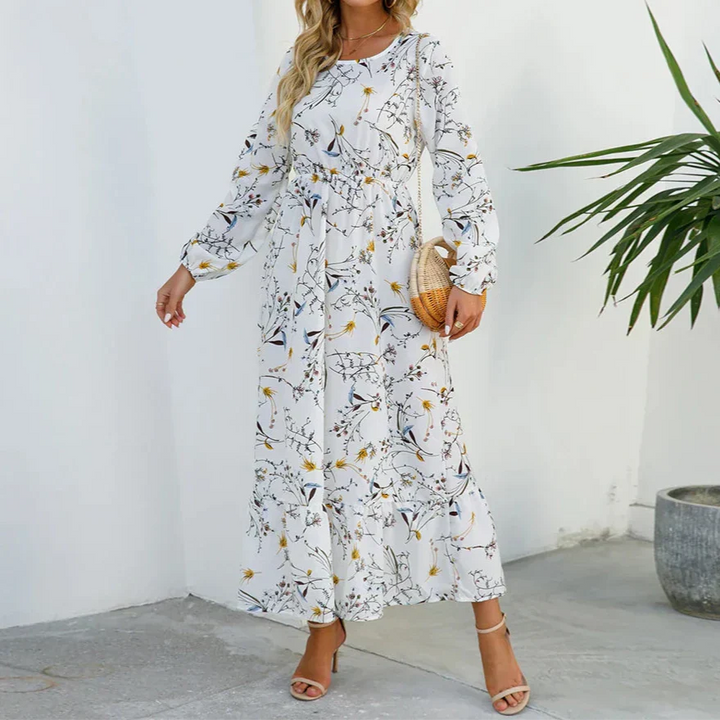 Maisie | Damenkleid Floral Maxi Langarm
