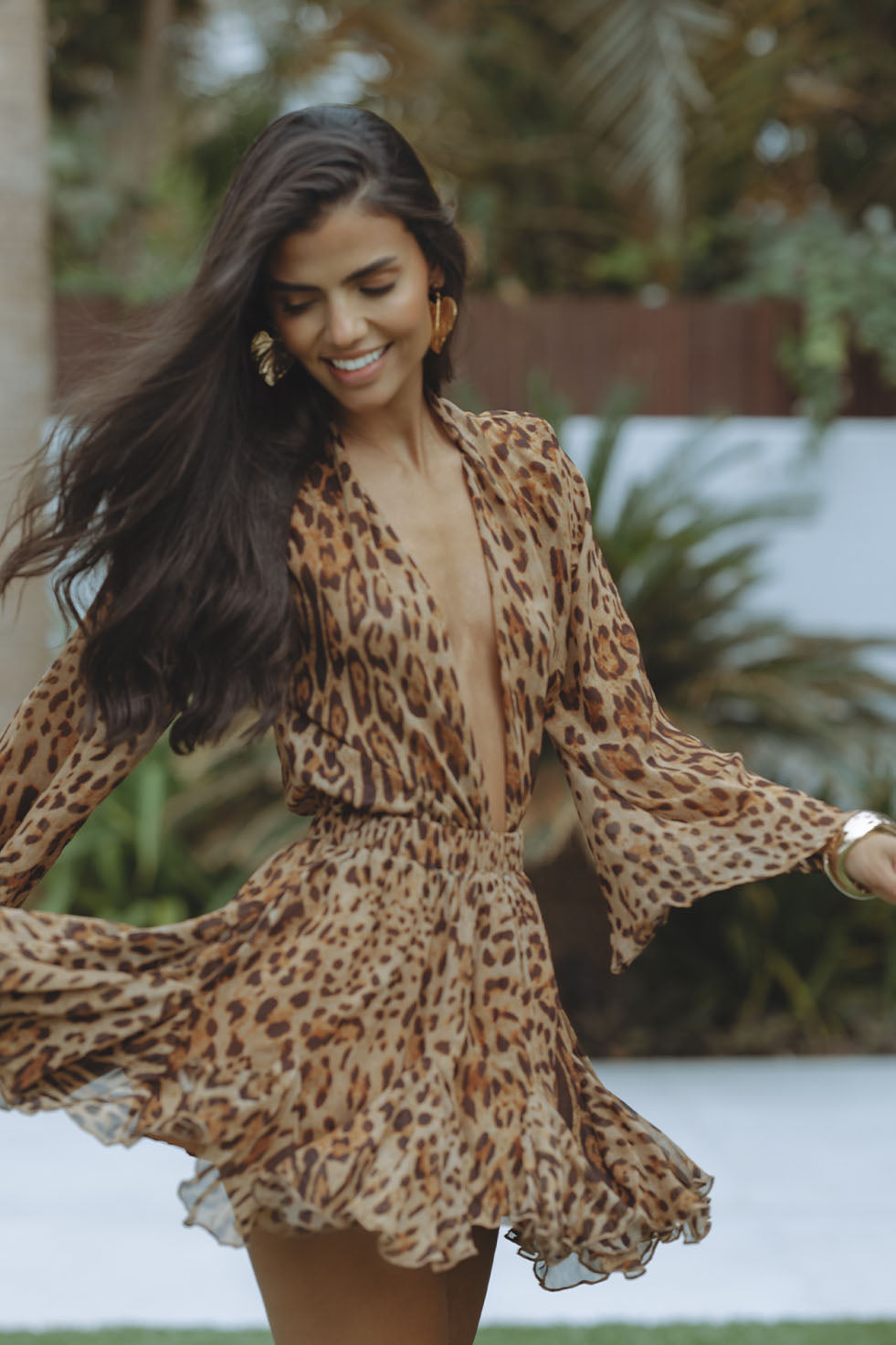 Antonella | Damen Sommer Langarm Mini Kleid