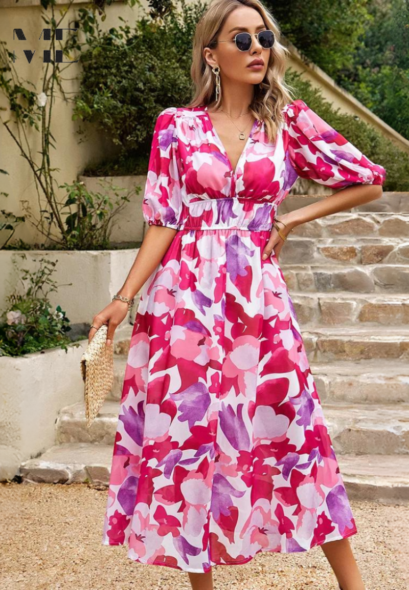 Selena | Damenkleid Floral Print Midi