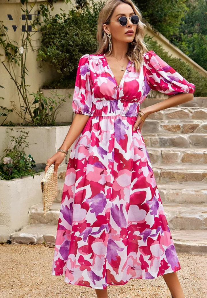 Selena | Damenkleid Floral Print Midi