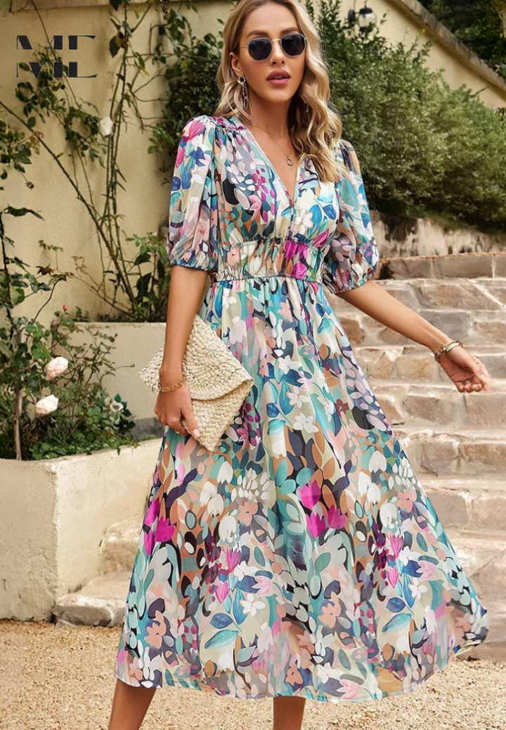 Selena | Damenkleid Floral Print Midi
