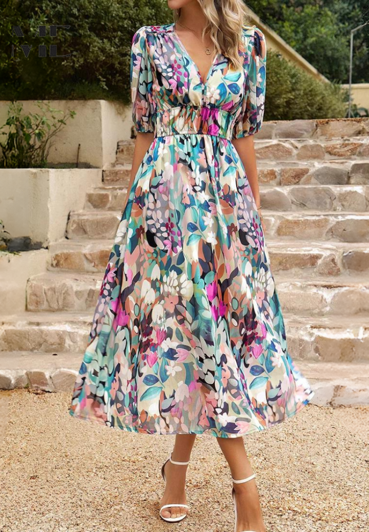 Selena | Damenkleid Floral Print Midi