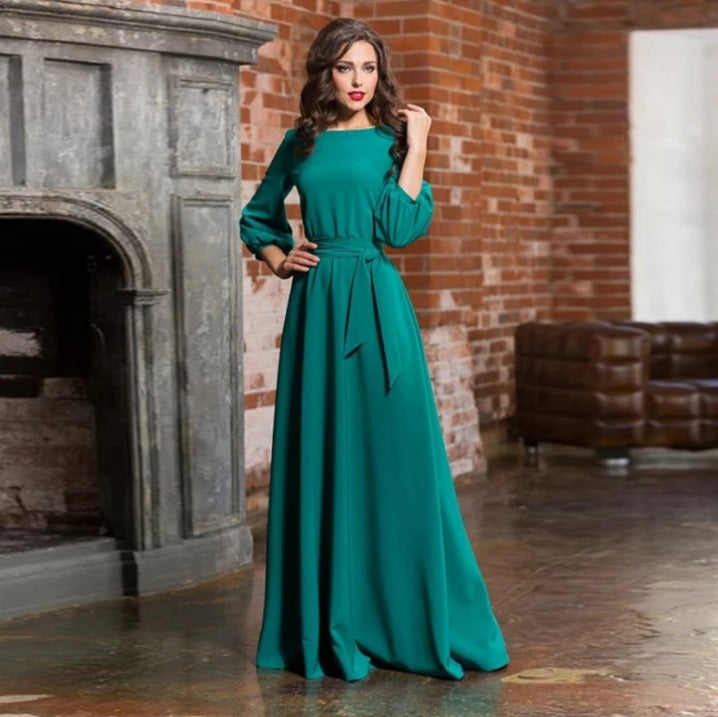 Valentina | Damen Langarm Hochzeitsgast Kleid