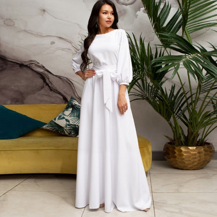 Valentina | Damen Langarm Hochzeitsgast Kleid