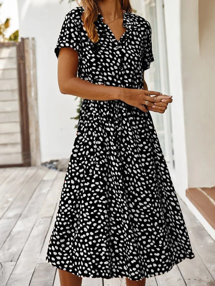 Leontina | Damen Sommerkleid Animal Print Midi