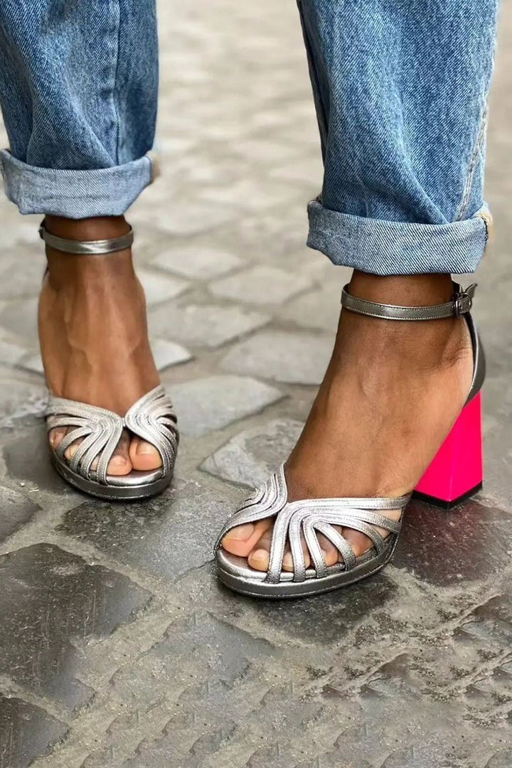 Ella | Sandalen für Damen Blockabsatz Knöchelriemen