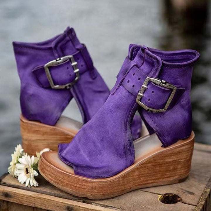 Lysandra | Sandalen für Damen Schnallenriemen Keilabsatz Stil