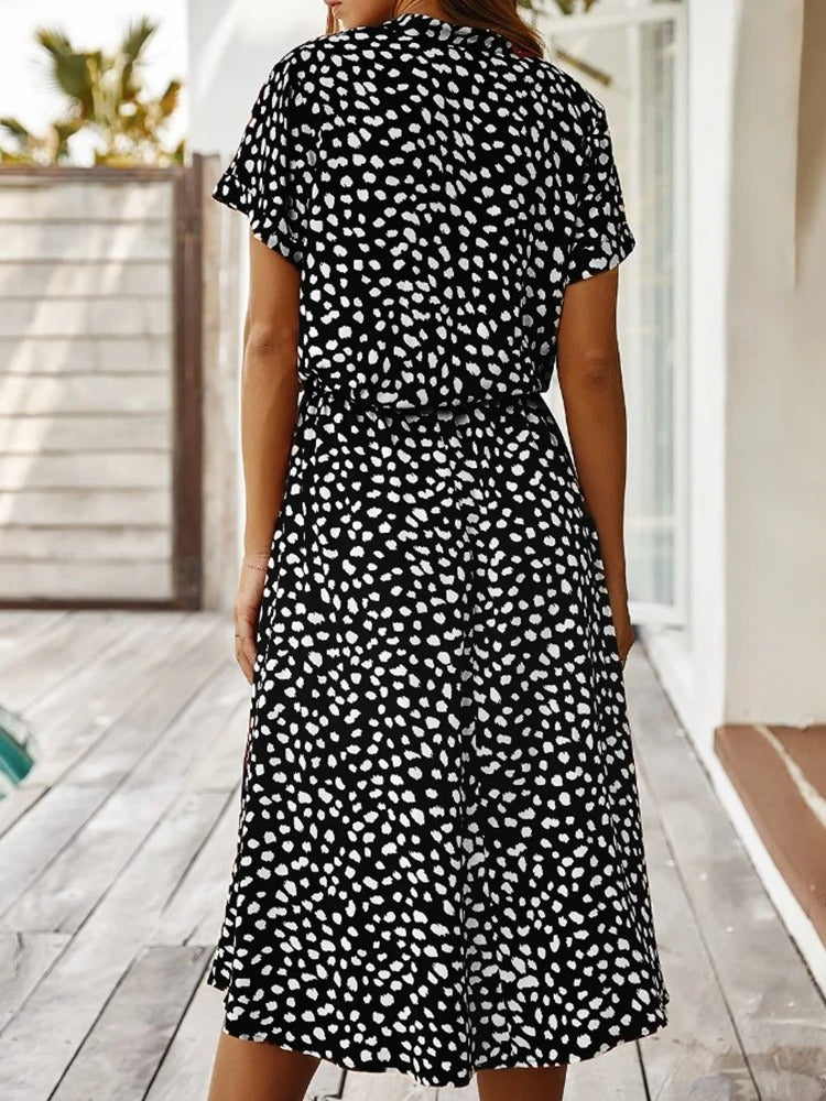Leontina | Damen Sommerkleid Animal Print Midi