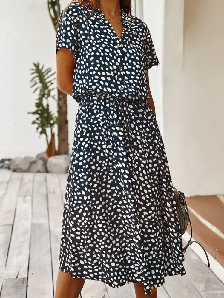 Leontina | Damen Sommerkleid Animal Print Midi