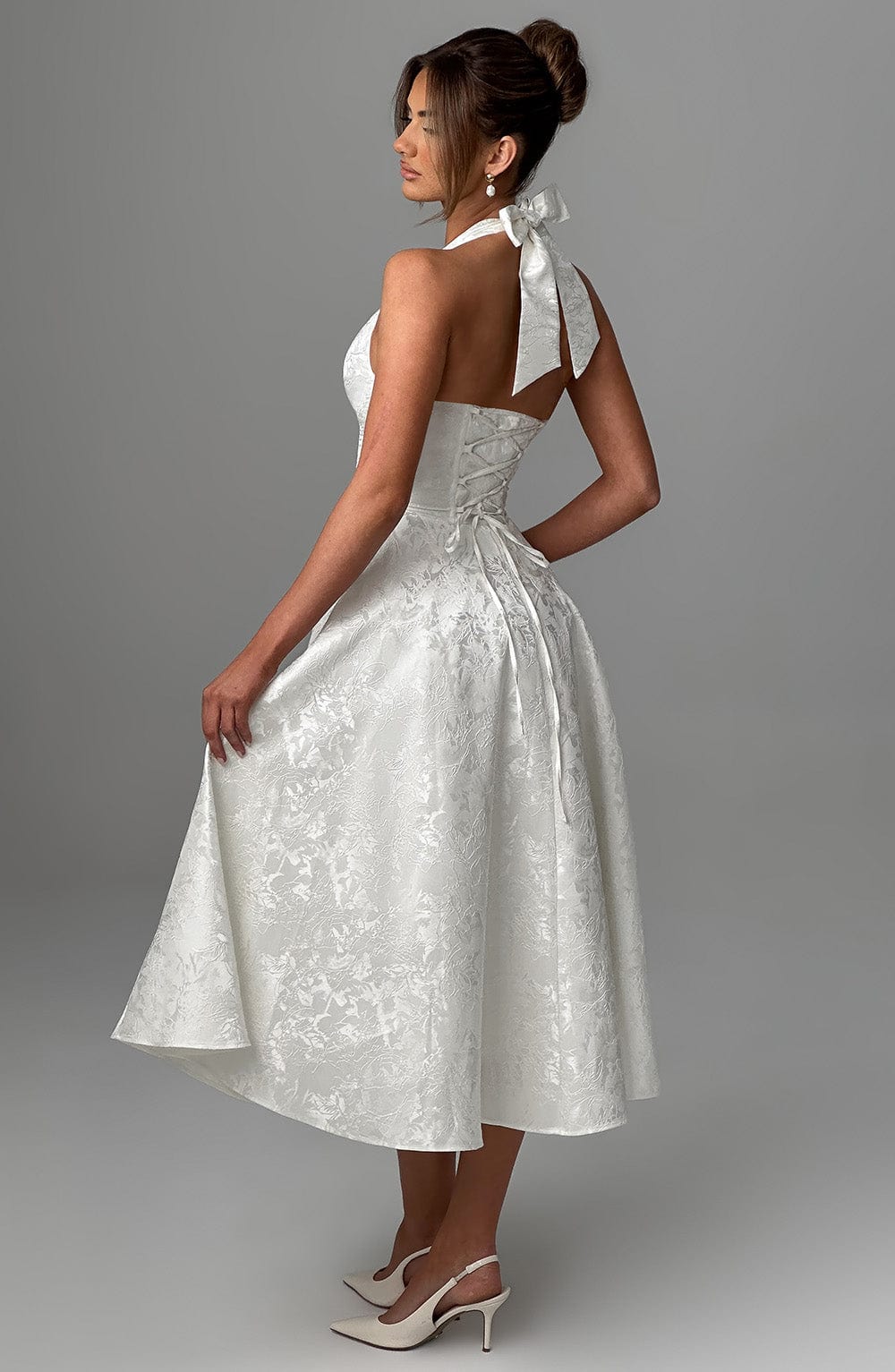 Phoebe | Damen Hochzeitsgastkleid Halter Midikleid