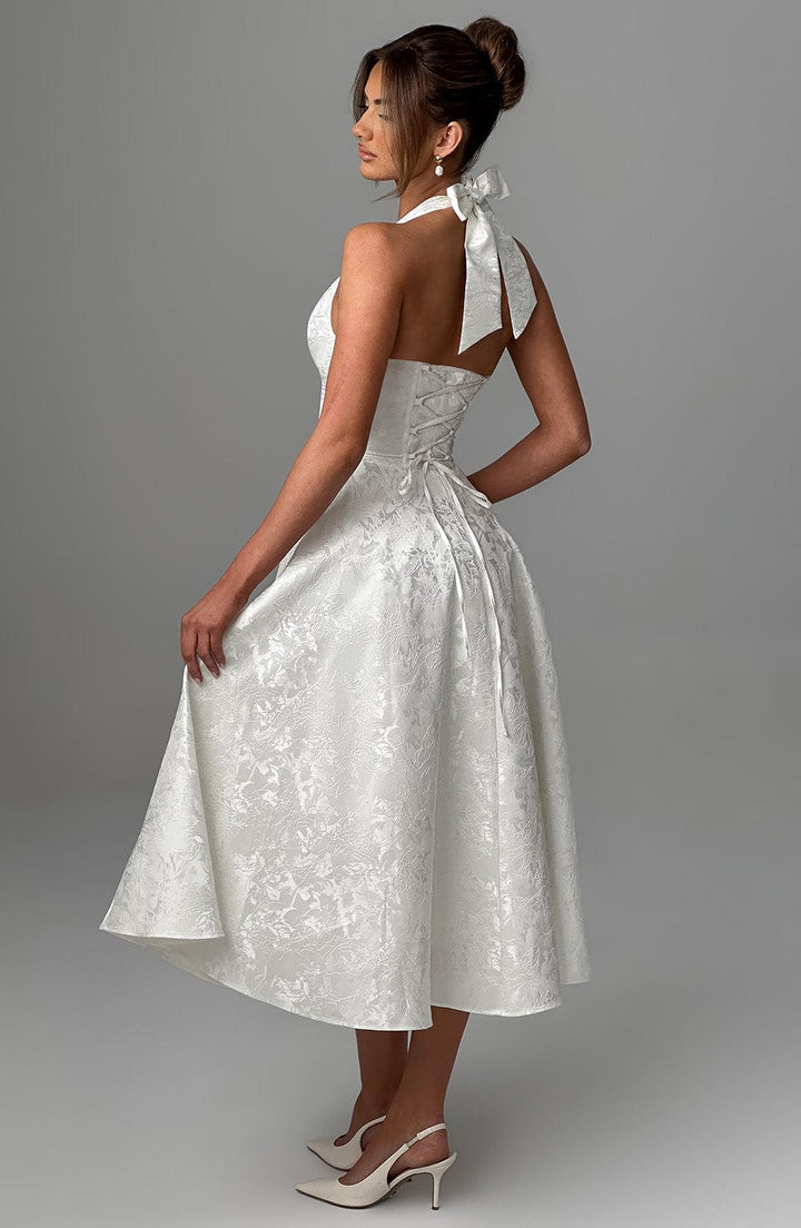 Phoebe | Damen Hochzeitsgastkleid Halter Midikleid