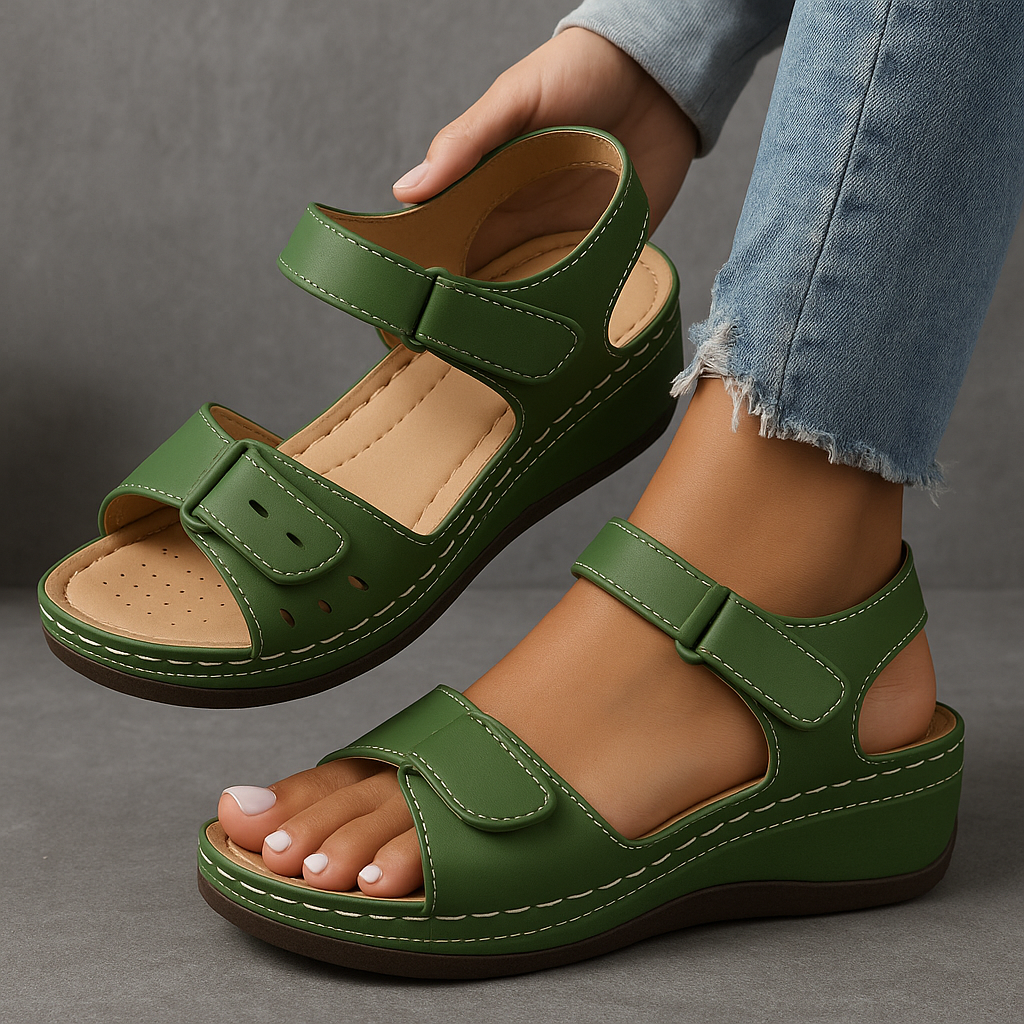 Theresa | Sandalen für Damen Offene Spitze Knöchelriemen Plateau Sohle