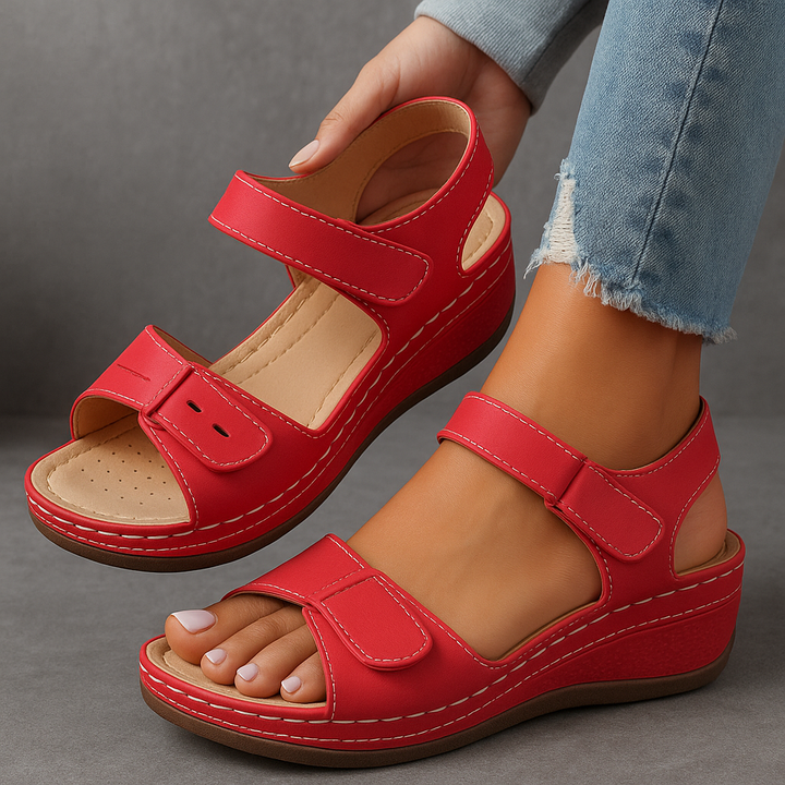 Theresa | Sandalen für Damen Offene Spitze Knöchelriemen Plateau Sohle