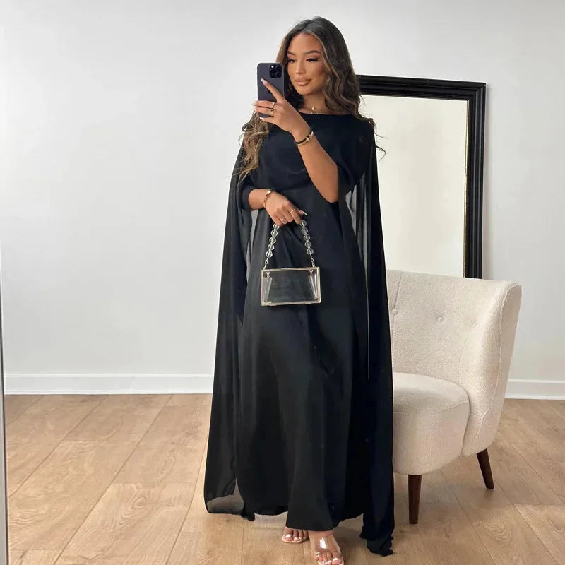 Valeria | Damen Hochzeitsgast Cape Maxi Kleid