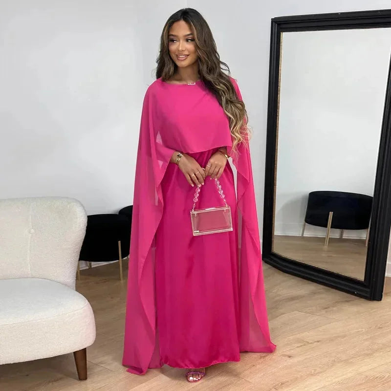 Valeria | Damen Hochzeitsgast Cape Maxi Kleid