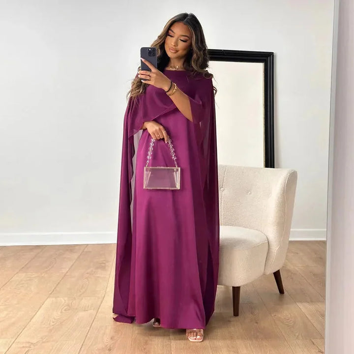Valeria | Damen Hochzeitsgast Cape Maxi Kleid