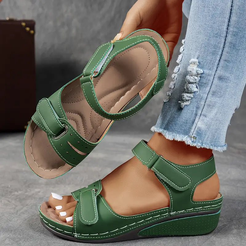Theresa | Sandalen für Damen Offene Spitze Knöchelriemen Plateau Sohle