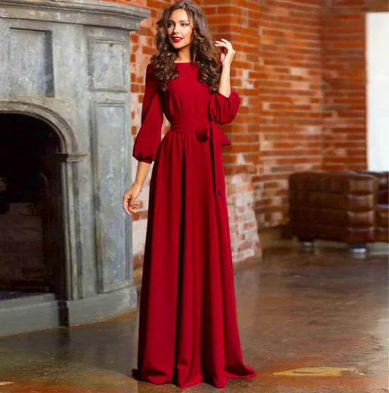 Valentina | Damen Langarm Hochzeitsgast Kleid