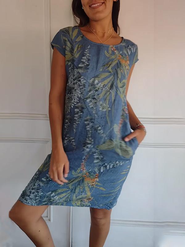 Daphne | Damenkleid Botanischer Print Shift Mini