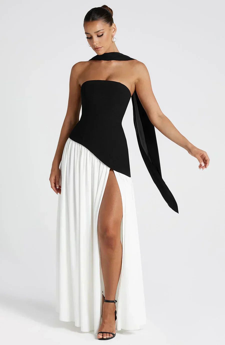 Allegra | Damen Hochzeitsgast Asymmetrisches Maxi Kleid