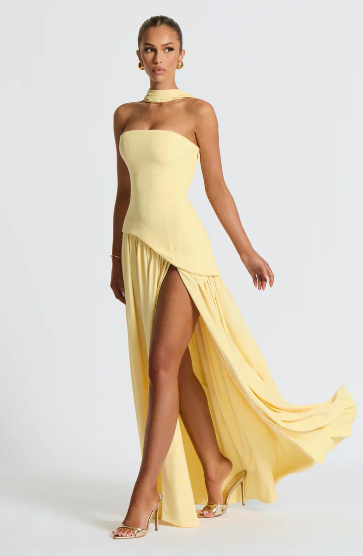 Chelsea | Damen Hochzeitsgastkleid Asymmetrisches Maxikleid