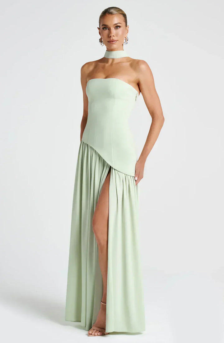 Allegra | Damen Hochzeitsgast Asymmetrisches Maxi Kleid