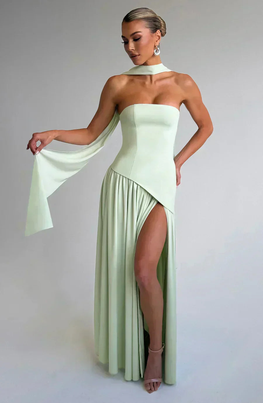 Chelsea | Damen Hochzeitsgastkleid Asymmetrisches Maxikleid