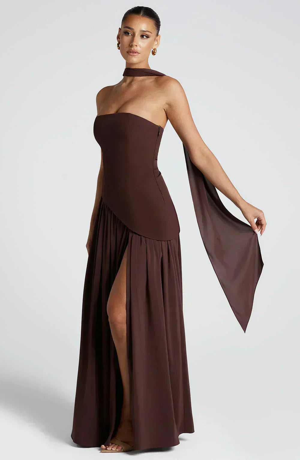 Chelsea | Damen Hochzeitsgastkleid Asymmetrisches Maxikleid