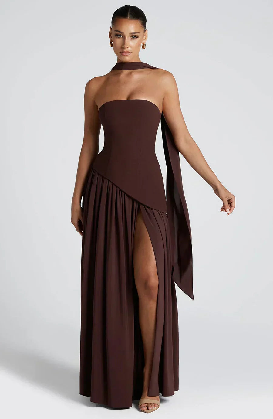 Allegra | Damen Hochzeitsgast Asymmetrisches Maxi Kleid