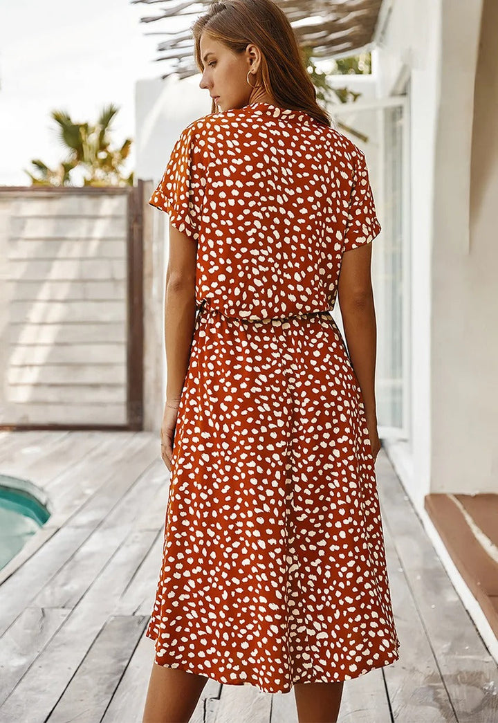 Leontina | Damen Sommerkleid Animal Print Midi