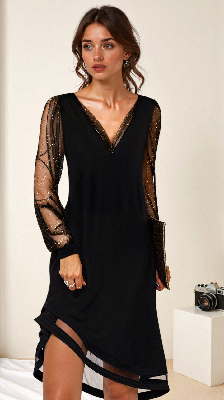 Serena | Damen Sommer Pailletten Abend-Party Kleid